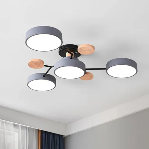 Vista 33 de Lámpara de techo LED regulable, lámpara de techo moderna de 9 pulgadas, montaje empotrado, de madera, de 12 W, lámpara blanca para sala de estar