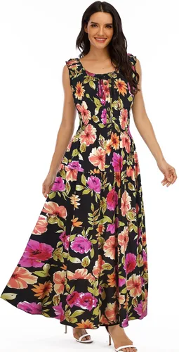 Vista 3 de OSTOO Women's 2024 Summer Boho Floral Print Tiered Casual Flowy Long Maxi Dress