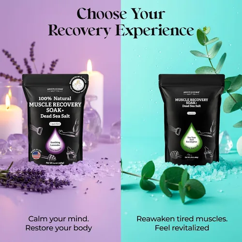 Vista 5 de Aromasong Baño de recuperación muscular de 3 libras, sal de baño natural con sal del mar muerto, MSM puro, copos de magnesio y aceites esenciales