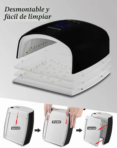 Vista 5 de Lámpara de uñas LED UV, secador de esmalte de gel inalámbrico para manicura de gel profesional - negro