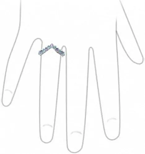 Vista 2 de Silvershake Genuine Gemstones 925 Sterling Silver Chevron Style V Shape Stackable Ring Jewelry for Women