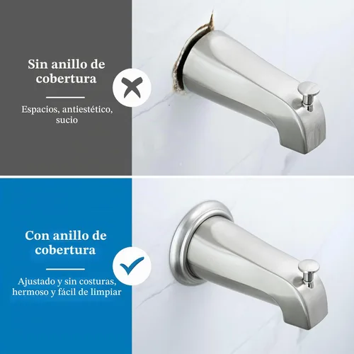 Vista 4 de Enhon - Anillo de cubierta de metal para bañera con junta de espuma, níquel cepillado