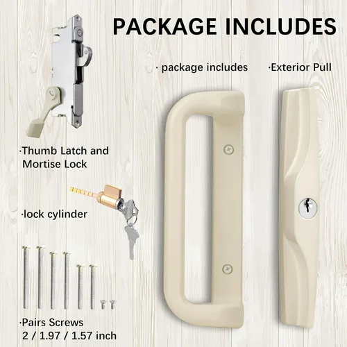 Vista 4 de Juego de cerradura y manija para puerta de patio House Guard con llave, opciones que añaden una firma única a su cerradura de puerta de vidrio