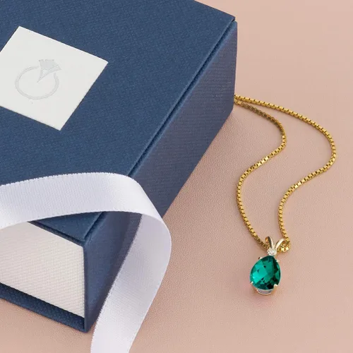 Vista 6 de Peora Dije de oro de 14 quilates para mujer con diamante, elegante diamante solitario en forma de lágrima de 10x7mm 0.394 x 0.276 pulgadas, piedras