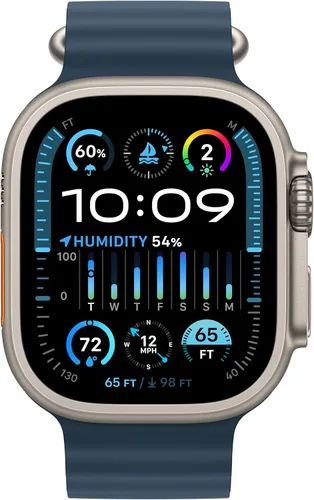 Vista 2 de [Usado] Apple Watch Ultra 2 [GPS + Celular 49 mm] SmartWatch con caja de titanio resistente y correa Blue Ocean. Rastreador de fitness