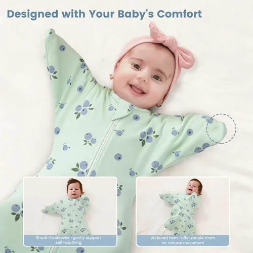 Vista 5 de ZIGJOY Saco de dormir para envolver de 3 a 6 meses, 0.5 tog manta para bebé Baya y púrpura