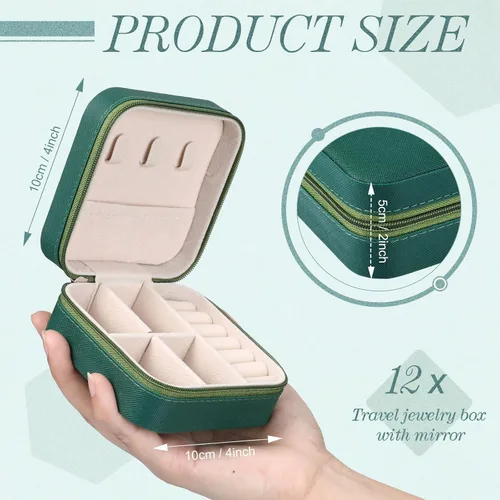 Vista 39 de Yinkin 12 piezas de mini joyero de viaje para dama de honor, organizador de aretes de piel sintética, accesorios de viaje a granel, soporte portátil