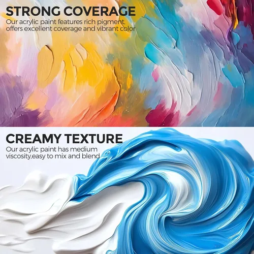 Vista 4 de Smallbudi Juego de pintura acrílica grande de 18 colores (8.45 onzas, 8.5 fl oz), pintura acrílica a granel no tóxica, suministros de pintura