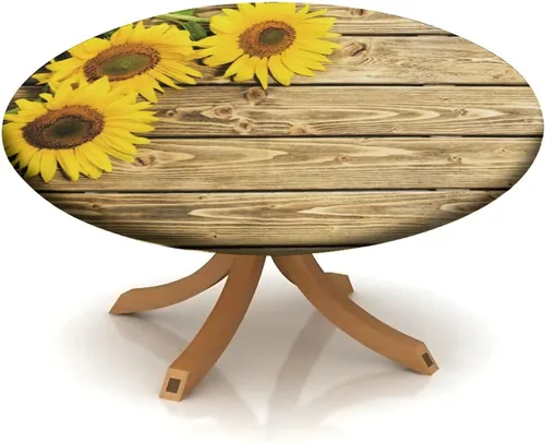 Vista 55 de Mantel redondo ajustable con borde elástico floral azul, mantel con borde elástico de estilo floral pastoral, almohadilla de mesa de poliéster