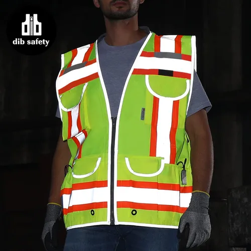 Vista 7 de Dib Safety Hi Vis Heavy Duty Surveyor Safety Vest Made with 3M Tape Amarillo/resistente