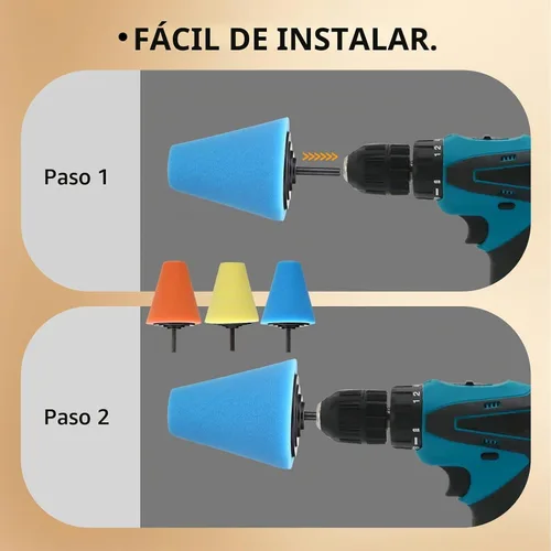 Vista 4 de Kit de pulido de aluminio de 5 piezas de bolas de pulido de espuma para taladros, ruedas de automóvil y pulidoras para el cuidado del automóvil
