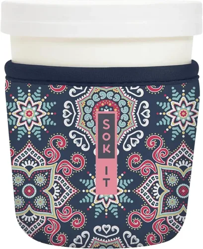Vista 67 de Sok It IceCreamSok - Funda de neopreno aislada (flores abstractas, pintas de helado cónicas)