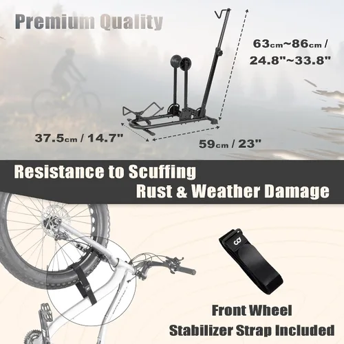 Vista 5 de CyclingDeal Soporte vertical para bicicleta – para bicicletas de carretera MTB con ancho máximo de neumático de 5 pulgadas – Estante
