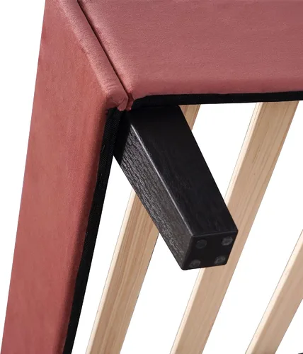 Vista 7 de Base de cama tapizada Queen con cabecero, cama moderna de plataforma de terciopelo con patrón de flores, soporte de listones de madera, tamaño rojo