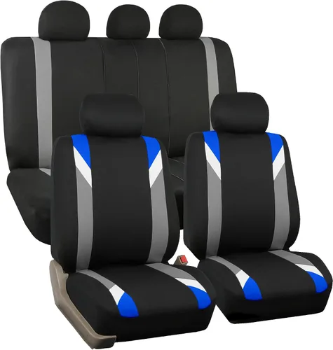 Vista 23 de FH Group Juego delantero de fundas de asientos de automóvil de tela para asientos de respaldo bajo con reposacabezas extraíble, ajuste universal
