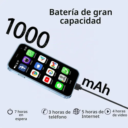 Vista 2 de Mini teléfono inteligente 3G desbloqueado, 3.0 pulgadas HD Android Dual Sim Quad Core Face ID Mini Premium teléfono celular pequeño del mundo más