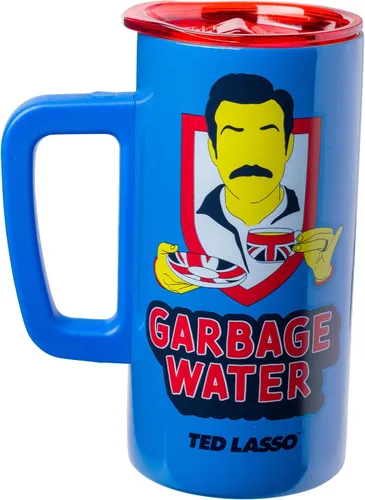 Vista 2 de Silver Buffalo Ted Lasso Garbage Water - Taza de café de acero inoxidable de doble pared con asa, 15 onzas