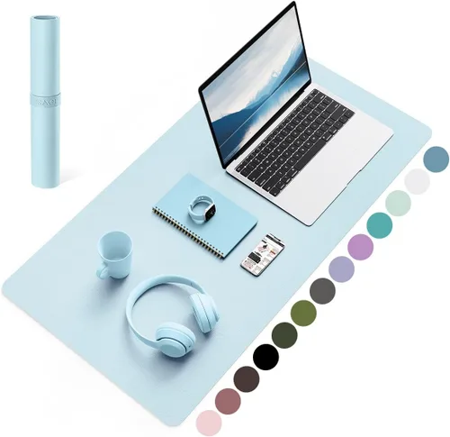 Vista 8 de YSAGi Alfombrilla de Escritorio de Cuero Antideslizante, Alfombrilla de Teclado para Escritorio de Computadora Portátil Impermeable, Protector