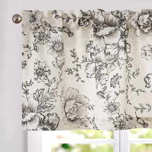 Vista 14 de Vangao Cenefas florales para ventanas verde bosque W50 X 16L 1 panel