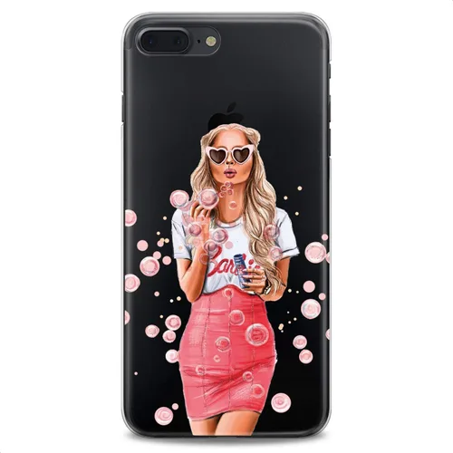 Vista 8 de Funda de TPU compatible con iPhone 13 Pro Max Fashion Babe, diseño flexible de silicona rosa, suave, ajuste delgado, estampado de burbujas