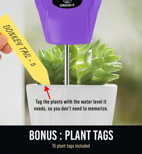 Vista 4 de GROWIT - Monitor de agua de suelo para plantas, medidor de humedad del suelo, hidrómetro para plantas, medidor de humedad de plantas de interior, 3.