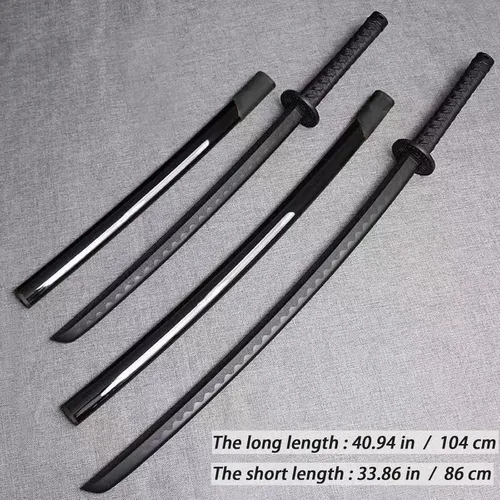 Vista 6 de 2PCS Polypropylene Plastic Training Martial Sword，Black Practice Katana Sword with Sheath，Training Katana for Practice，with Belt and Stand