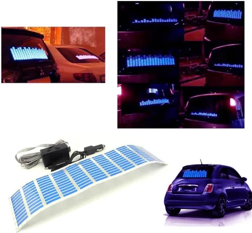 Vista 3 de Pegatinas adhesivas para auto con luces LED brillantes, sensor de sonido y música, ecualizador, ritmo, lámpara de voz, flash de audio, 90 x 25 cm