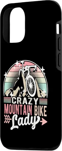 Vista 2 de iPhone 15 Crazy Mountain Bike Lady Cycling Biking Cyclist Biker Girl Case