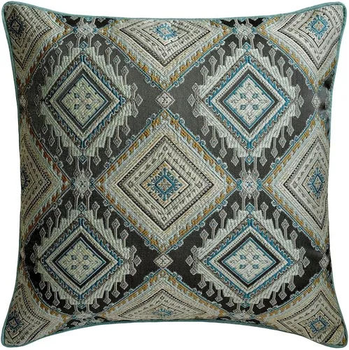 Vista 158 de The HomeCentric Funda de almohada con cremallera, funda de cojín azul de 12 x 12 pulgadas, funda de cojín de algodón bordado para sofá, diseño