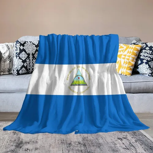 Vista 8 de Manta con la bandera de Nicaragua, manta suave y ligera, colcha duradera para decoración del hogar, manta de sofá de 30 x 40 pulgadas
