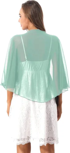 Vista 3 de ACSUSS Chal de gasa de manga 34 para mujer, ligera, suave, transparente, para vestidos de noche de boda
