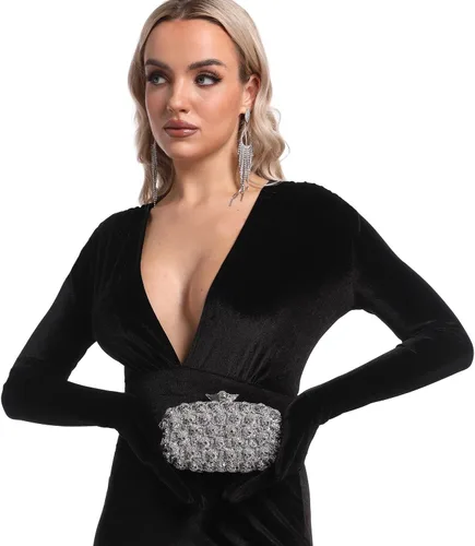Vista 2 de Boutique De FGG Bolso de mano de cristal de calavera para mujer, bolso de mano de noche con diamantes de imitación, para fiesta, graduación