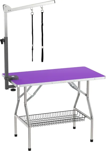 Vista 7 de Flying Pig - Mesa plegable de 38 pulgadas con marco de acero inoxidable resistente, tamaño mediano (38 x 22 pulgadas, negro)