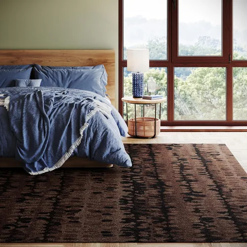 Vista 2 de Dash & Albert Paint Chip Hand Micro Hooked Wool Rug, 2' X 3', Bark Abstract