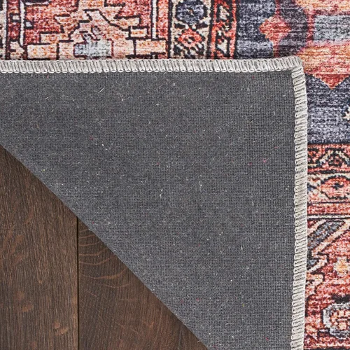 Vista 7 de Nourison Brilliance - Alfombra de 2 x 6 pies, lavable a máquina, tradicional vintage, azul marino/ladrillo, fácil de limpiar, no se desprende