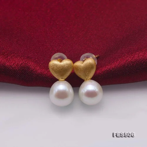 Vista 6 de JYX - Pendientes de plata de ley con forma de corazón y perlas de agua dulce de 0.315in