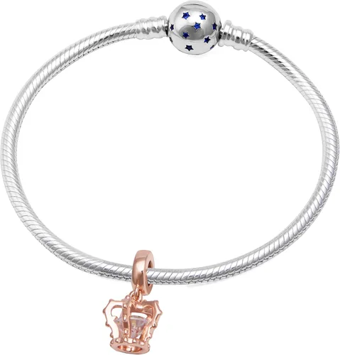Vista 3 de Tiara - Abalorios colgantes de plata de ley 925 con circonita cúbica para pulsera europea