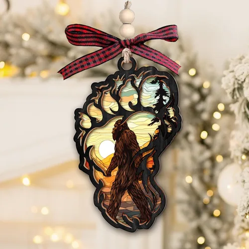 Vista 7 de Adorno de Pie Grande: regalo perfecto para Navidad, tesoros únicos de pie grande para exhibición de árbol de Navidad, atractivo adorno de Sasquatch