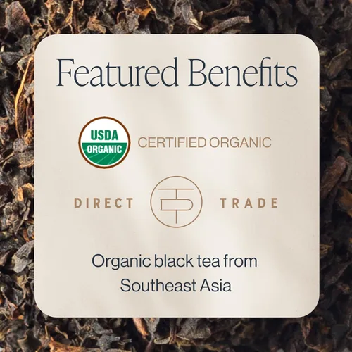 Vista 2 de Rishi Tea Té de desayuno inglés orgánico de hojas sueltas de té negro puro, energizante y con cafeína, ideal para té caliente o helado - 4 onzas
