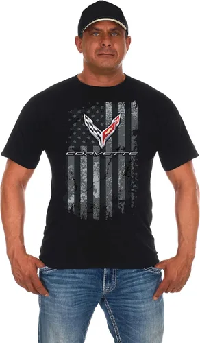 Vista 15 de JH DESIGN GROUP Camiseta de coche para hombre, colección de bandera, 14 nuevas camisas negras de cuello redondo RaM