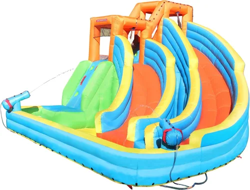 Vista 4 de Mi primer tobogán inflable de agua Sportspower, picos gemelos