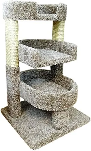 Vista 5 de New Cat Condos 110112-Percha para gatos triple redonda beige de 33