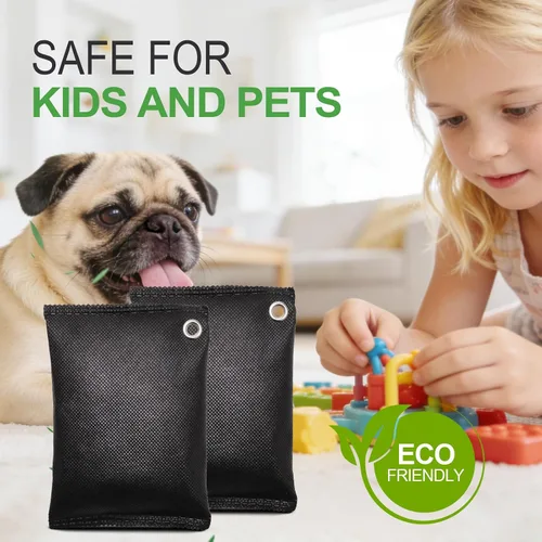 Vista 4 de Desodorante de carbón activado (11 x 3.53 oz), bolsas de purificación de aire de carbón de bambú, adecuadas para deshumidificar, hogar