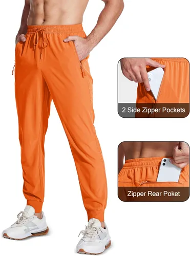 Vista 3 de MAGCOMSEN Pantalones deportivos para hombre con bolsillos con cremallera, pantalones deportivos ligeros para senderismo, correr, entrenamiento