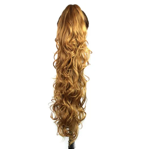 Vista 10 de S-ssoy extensión de cabello sintético rizado para cola de caballo de 31 pulgadas de largo con pinza de garra, pieza de pelo para coleta ondulado 12#