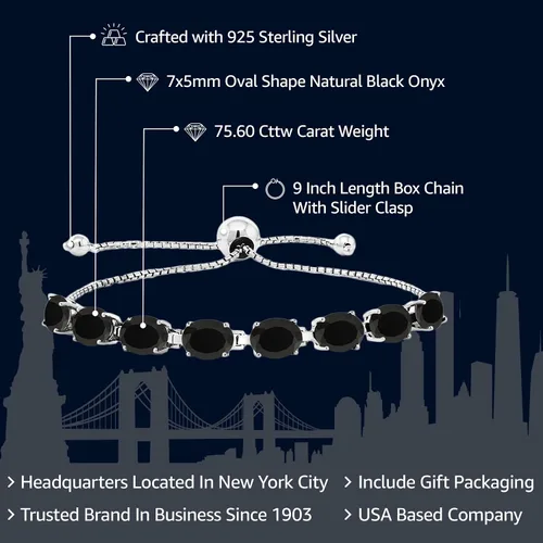 Vista 2 de Gem Stone King Pulsera de plata de ley 925 con piedra natal ovalada de 0.276 x 0.197 in para mujer, totalmente ajustable hasta 9 pulgadas