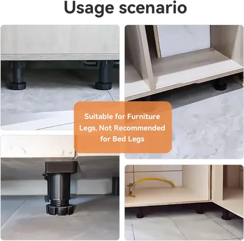 Vista 3 de Paquete de 2 elevadores de muebles de 4 pulgadas, elevadores de cama de 4 pulgadas, resistentes con almohadillas antideslizantes, soporta 1000