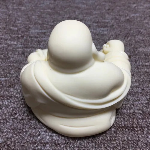 Vista 4 de Estatua de Buda riendo blanca para decoración de oficina en casa, pequeña figura de Buda para Feng Shui, buena suerte, riqueza y felicidad