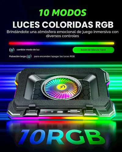 Vista 3 de Almohadilla de refrigeración ChillCore RGB para laptop de juegos con ventilador turbo de 5.5", enfriamiento rápido para laptops de 15.6-19.3