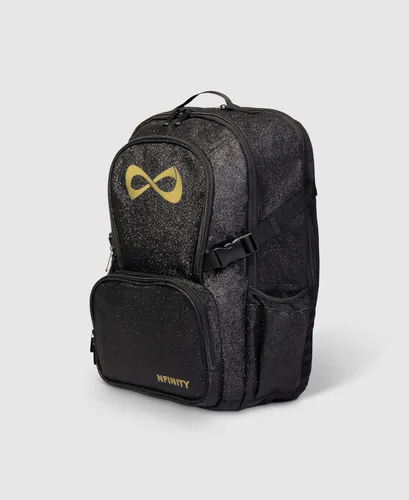 Vista 3 de Nfinity Sparkle Cheer Backpack - Mochila ligera y duradera bolsa de Negro Sparkle/Logo de oro